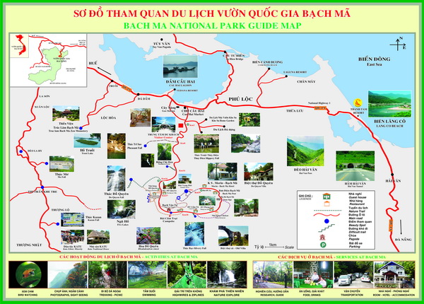 Sơ đồ tham quan du lịch Vườn quốc gia Bạch Mã