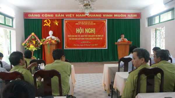 Đảng Ủy Vườn quốc gia Bạch Mã tổ chức Hội nghị triển khai học tập, quán triệt Nghị quyết Hội nghị lần thứ năm Ban chấp hành Trung ương Đảng ( khóa XII)