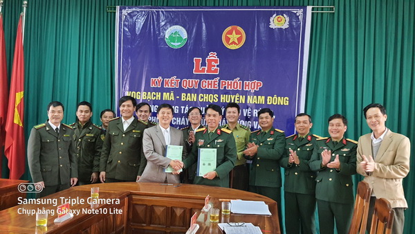 Vườn quốc gia Bạch Mã ký quy chế phối hợp trong công tác quản lý bảo vệ rừng với Ban chỉ huy quân sự huyện Nam Đông và hạt Kiểm lâm huyện Nam Đông 